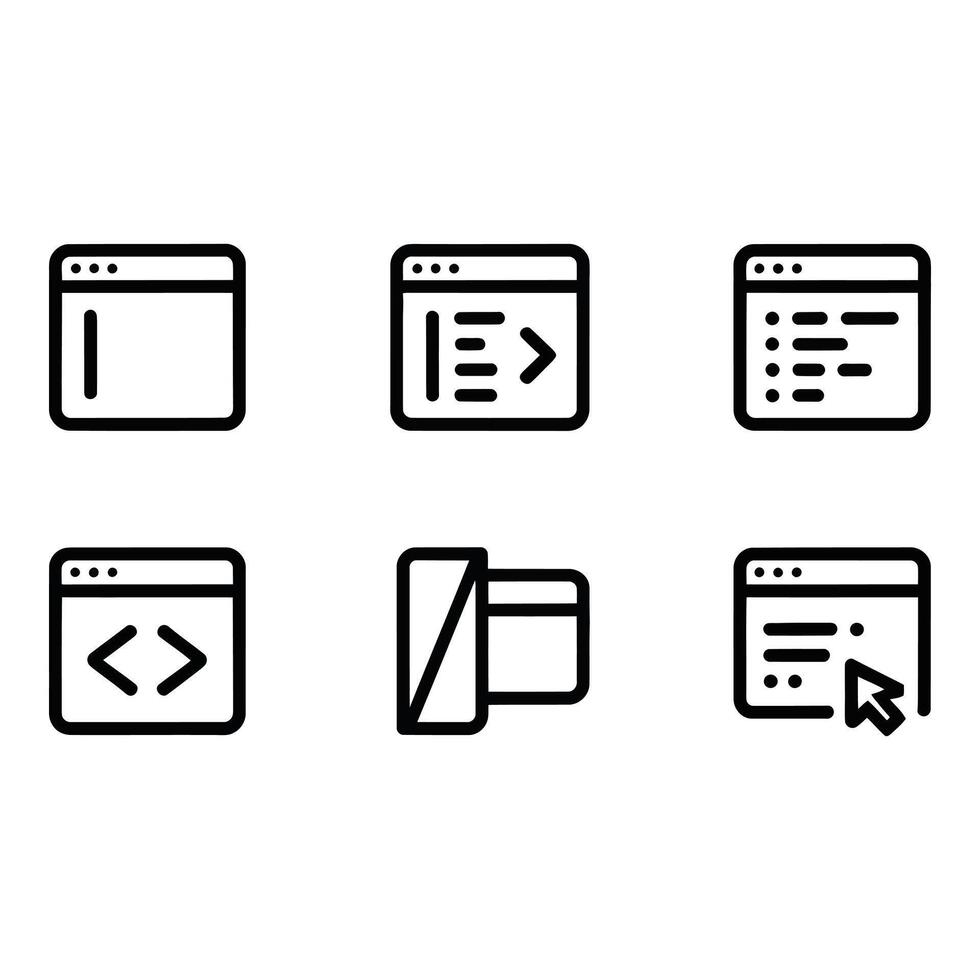 Modern Web Development Icons Clean Line Style Minimalist Design User Interface Elements vector