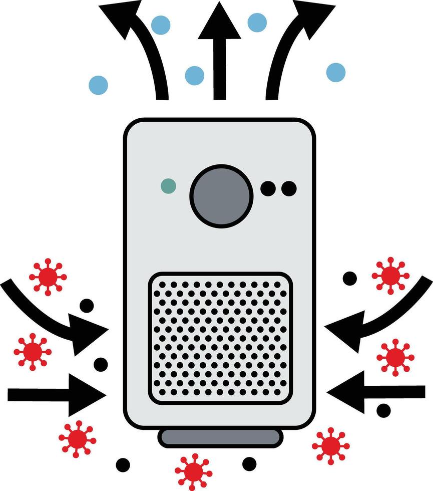 Air purifier humidifier icon. Air purifier sign. Removes dust and viruses, delivers clean air symbol. flat style. vector
