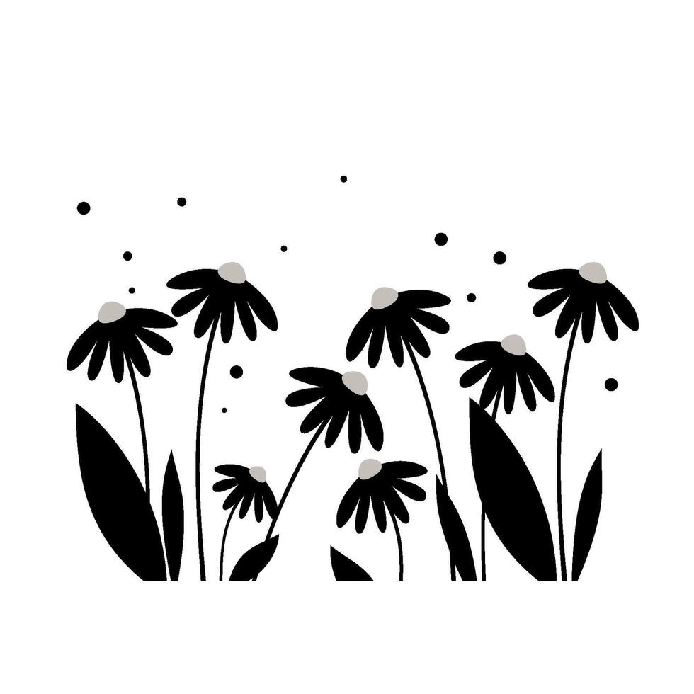 Wildflower Silhouette with Daisy Coneflower Clipart for Printable and Cutting Design vector