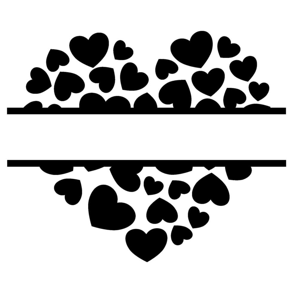Heart Border Frame with Love Silhouette Design - Hearts Romantic Illustration vector