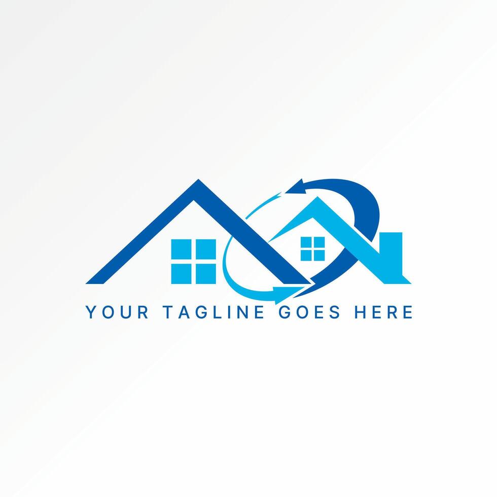 roof house with recycle cut swoosh renewable energy vector