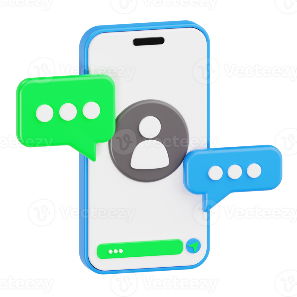 Mobile Phone Chat Conversation 3D Icon png