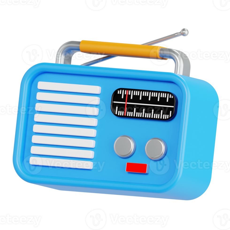 Retro Portable Radio 3D Illustration png