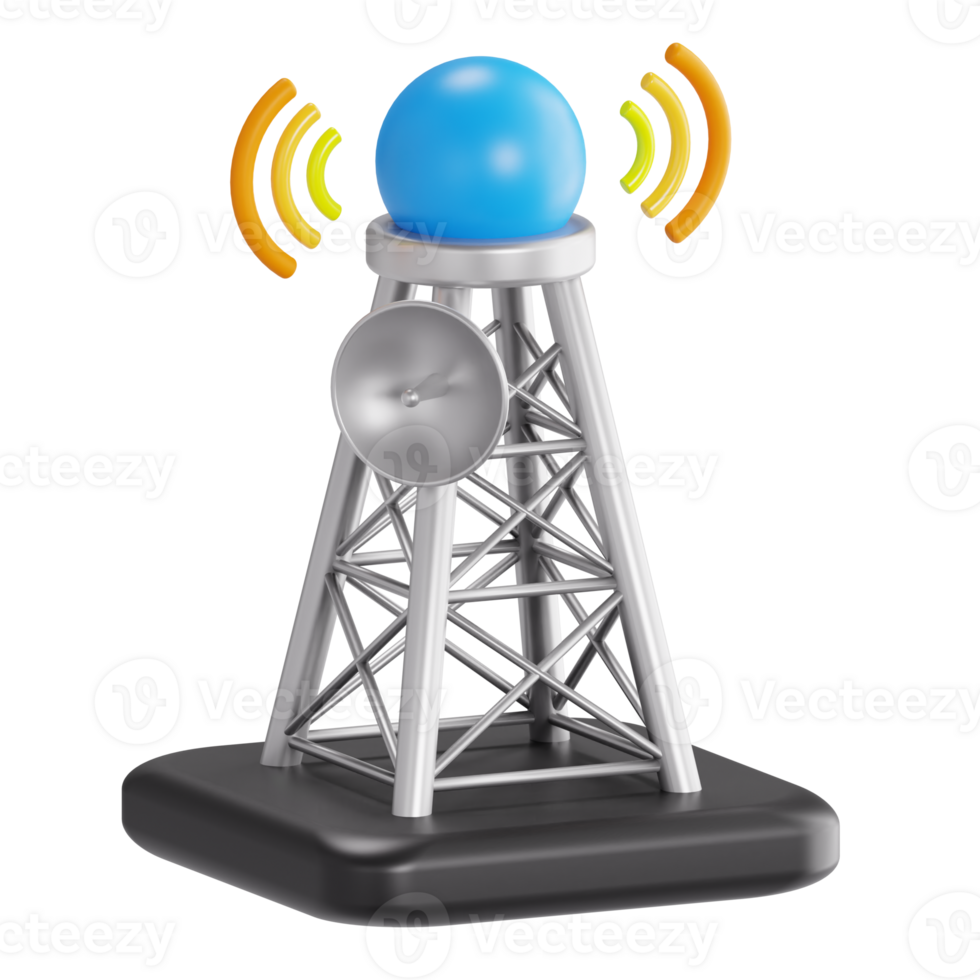 3D Telecommunication Tower with Signal png