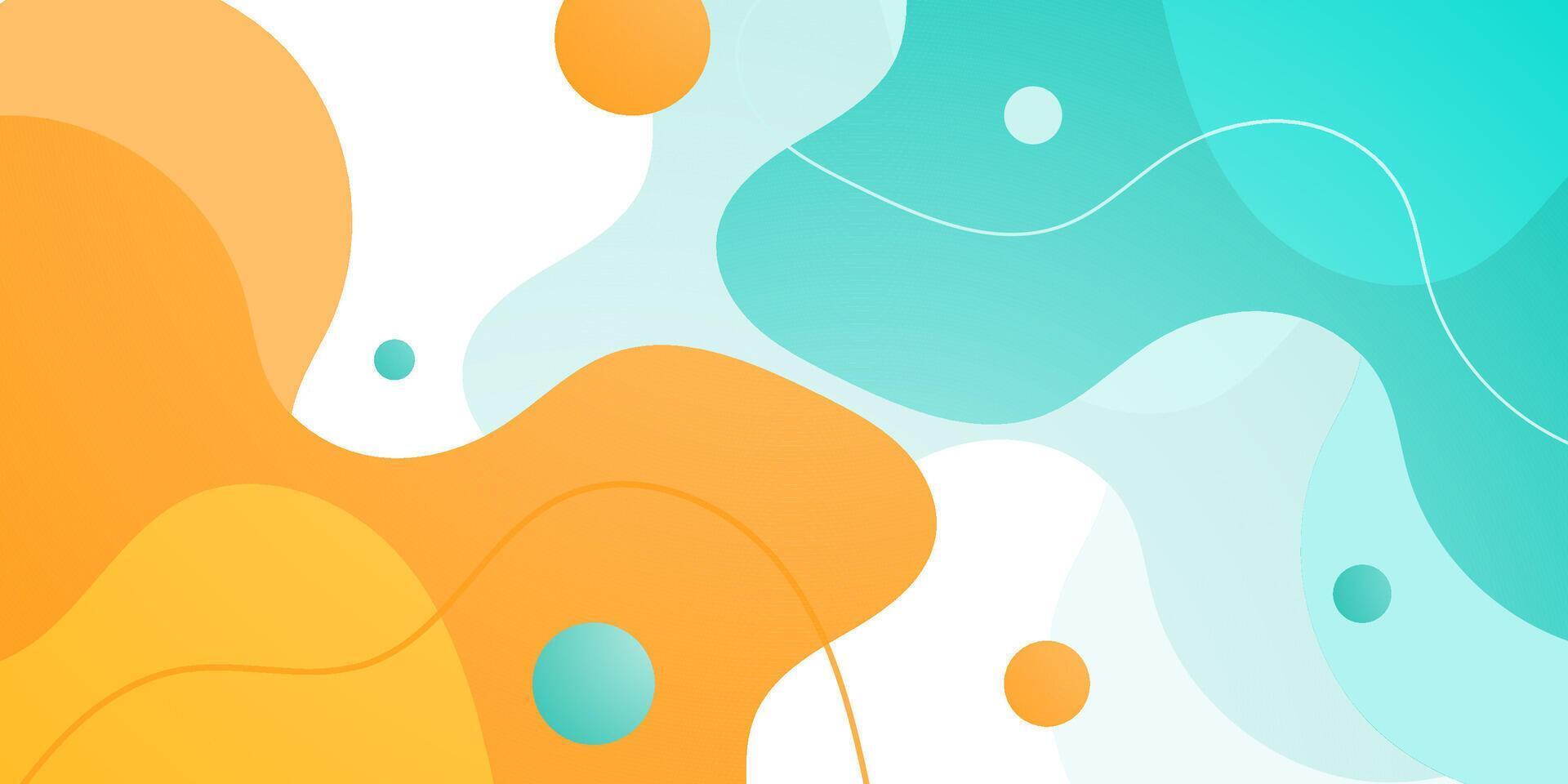 Abstract colorful fluid green and orange color background. Simple and trendy fluid liquid shapes pattern on white background. vector
