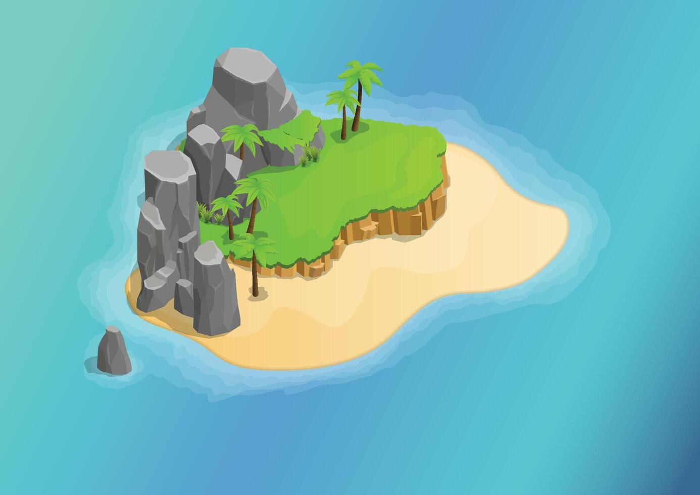 tropical island with palm trees vector