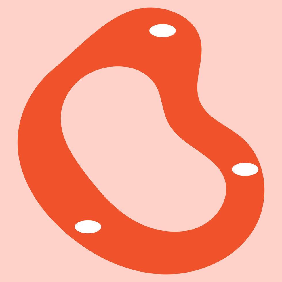 A red oval shaped object with white dots on it vector