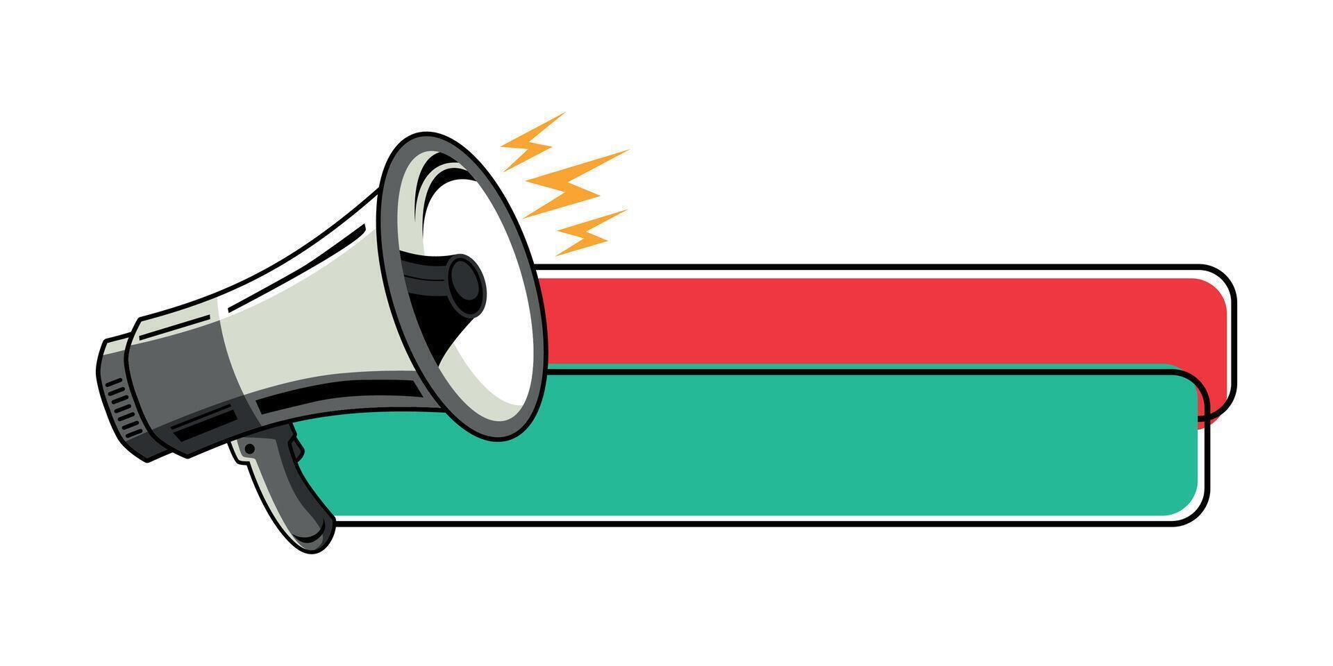 Megaphone or loudspeaker with promotional speech bubbles vector