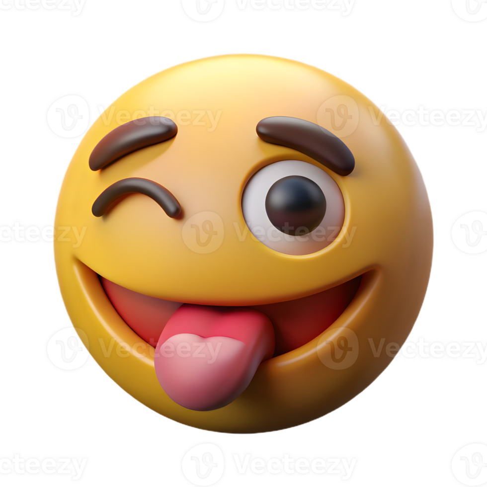 Face with Tongue yellow emoji png