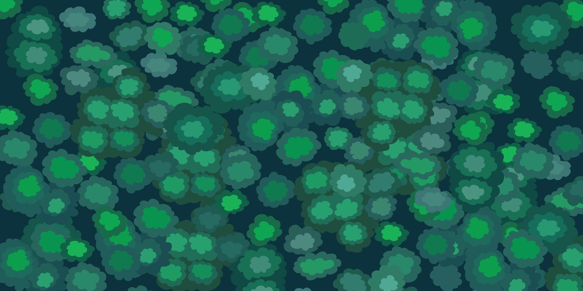 The Jungle in Green on Top View, Abstract Forest Scene Illustration. vector