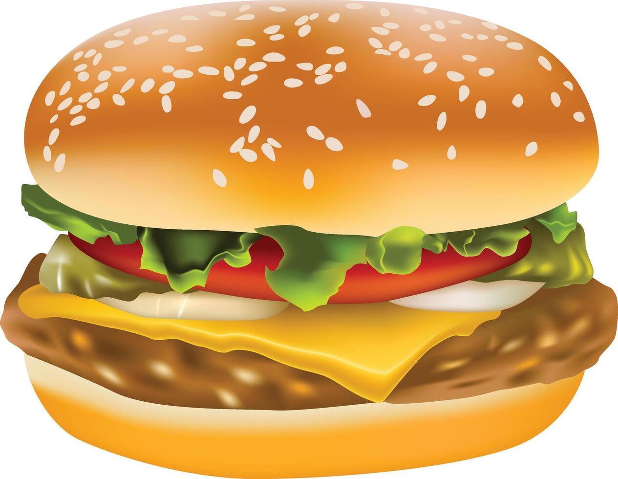 Cheeseburger with lettuce and cheese vector