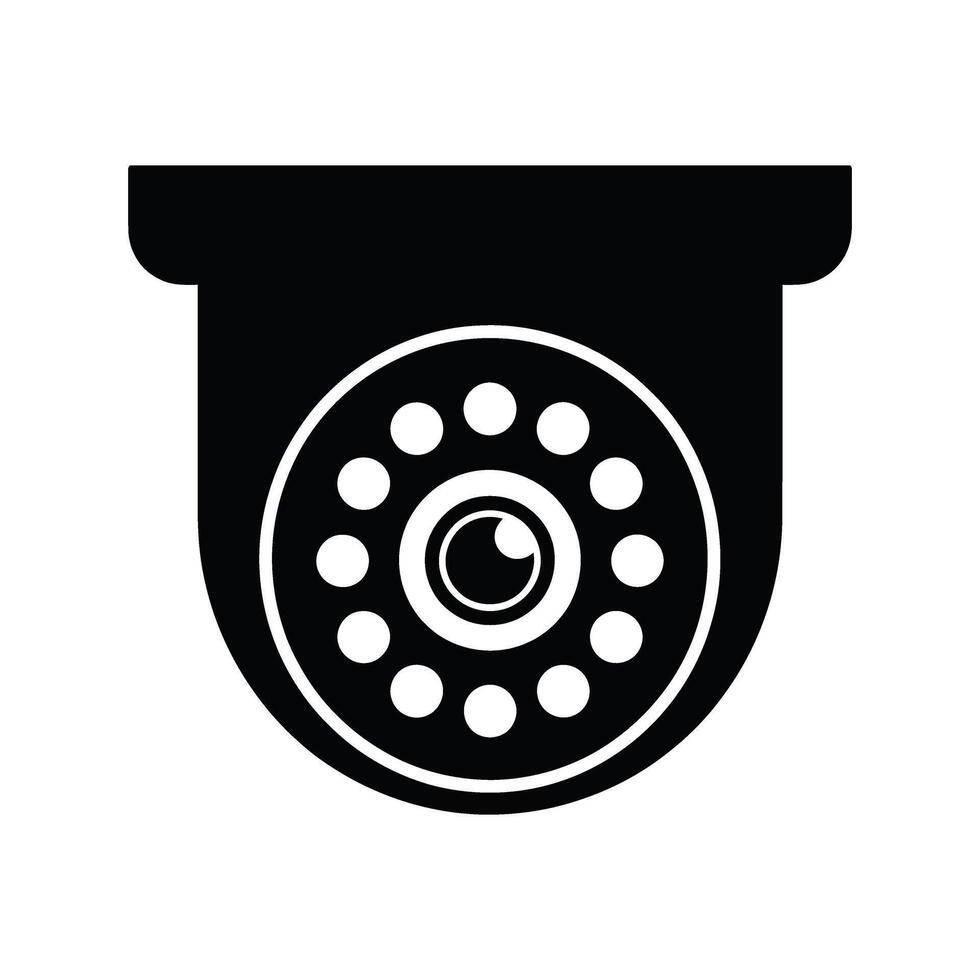 A black and white image of a surveillance camera vector