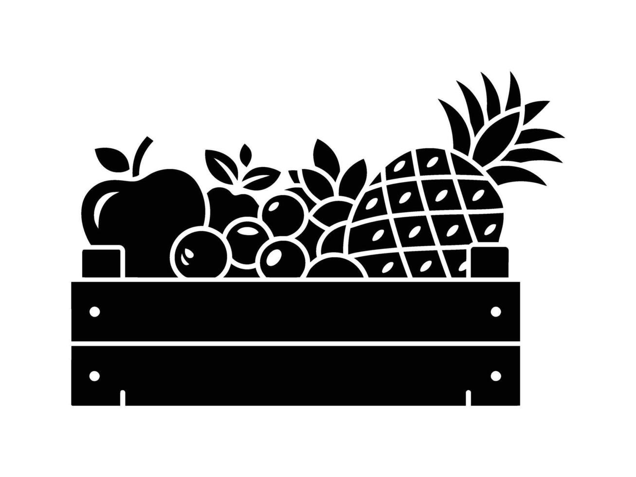 Fruit in a wooden box icon illustration vector