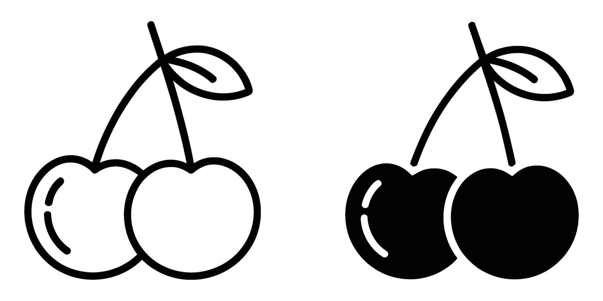 Two black and white cherries on a white background vector