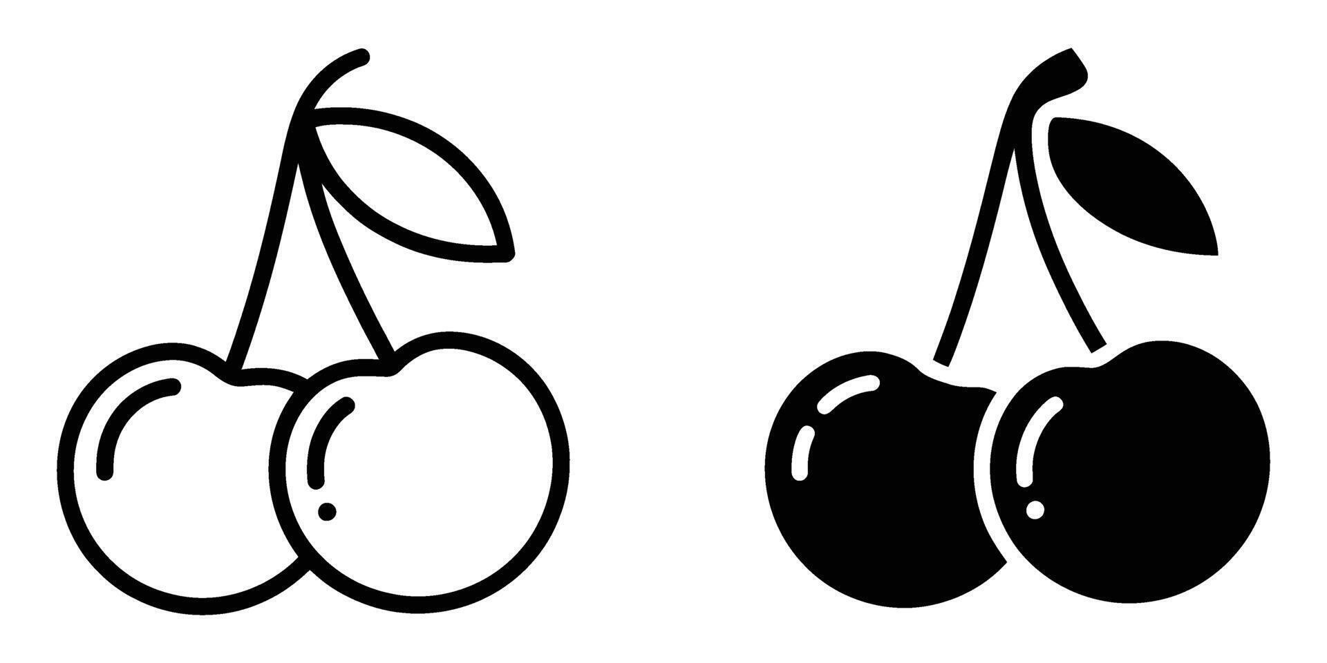 Two black and white cherries are shown vector