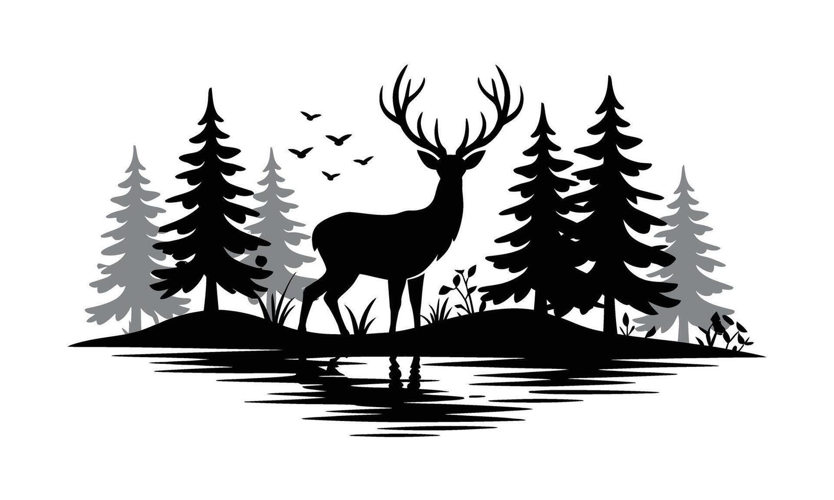 Deer in the forest vector