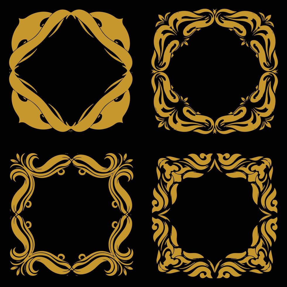 Compelling Gold Floral Borders Decorative Beyond Compare Collection Alluring Premium Appeal vector