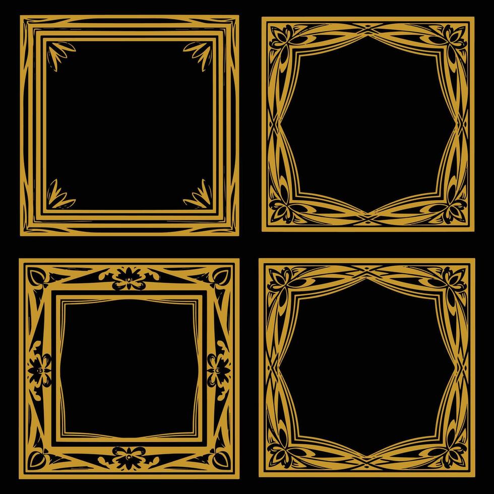 Versatile Gold Floral Frames Premium Decorative Set Packs Adaptable Use vector