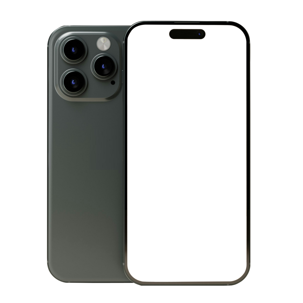 Phone mockup with blank screen on transparent png