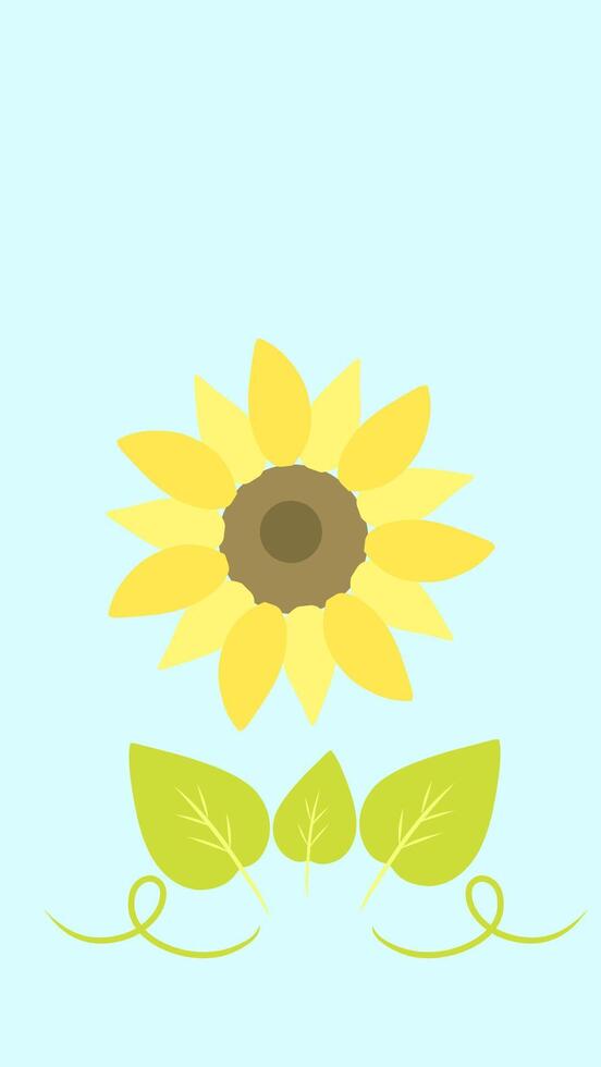 Sunflower floral background with green leaf vertical wallpaper illustration vector