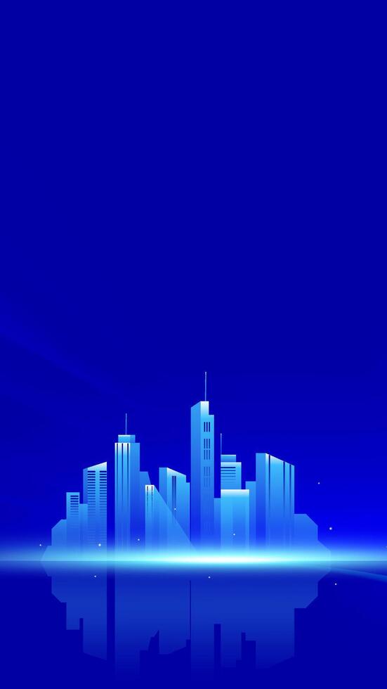 City skyline illustration on blue background vector