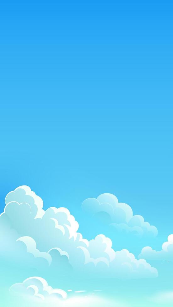 Fluffy clouds in bright blue sky vector