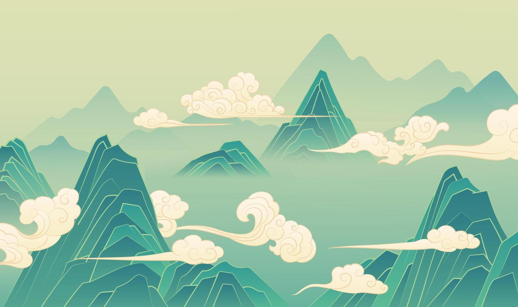 Mountain landscape with clouds vector