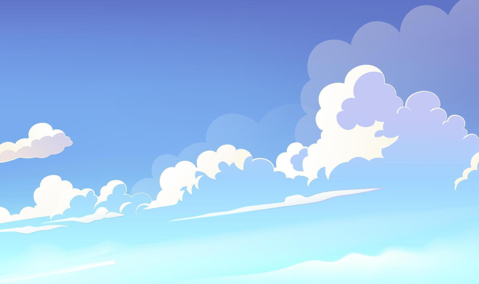 Horizontal version of the blue sky white cloud background vector