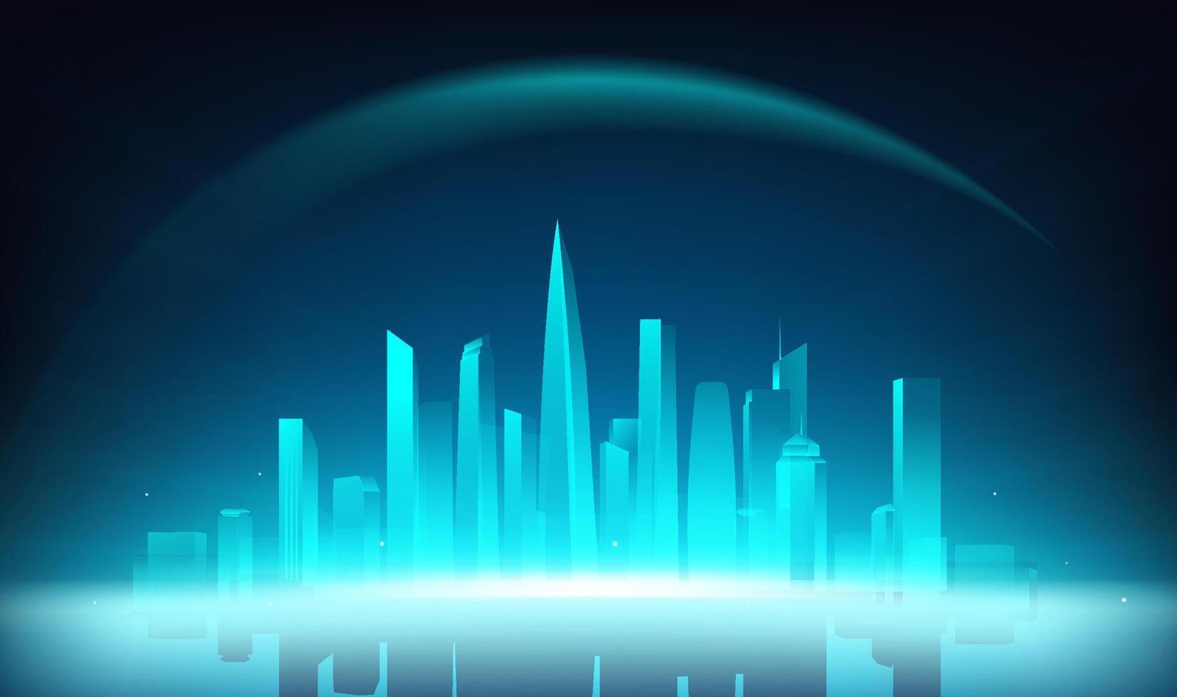 Horizontal version of science and technology background bright futuristic city vector