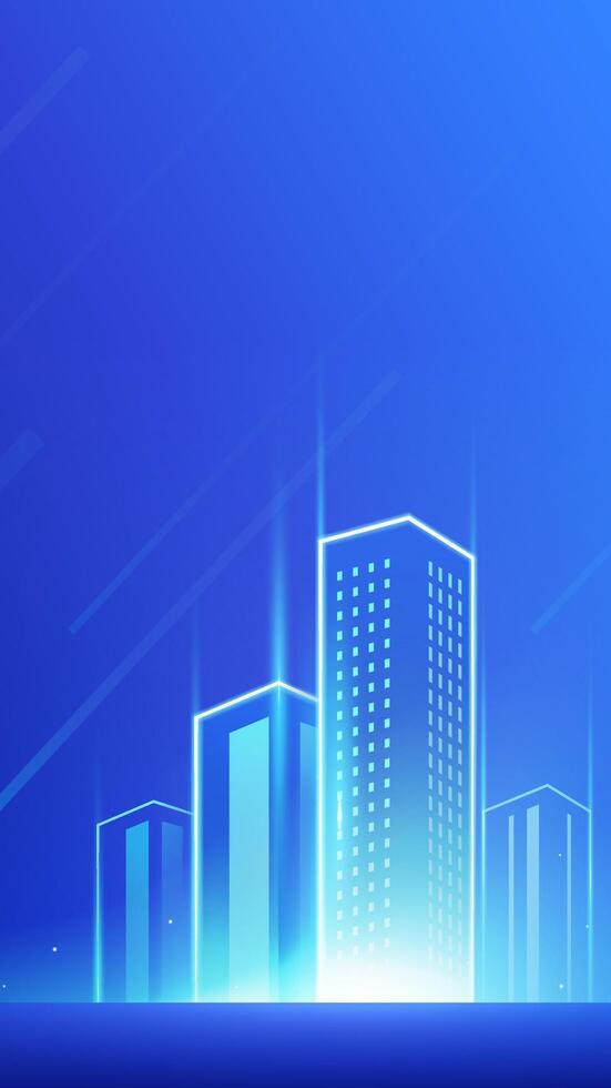 Vertical version technology background bright futuristic city vector
