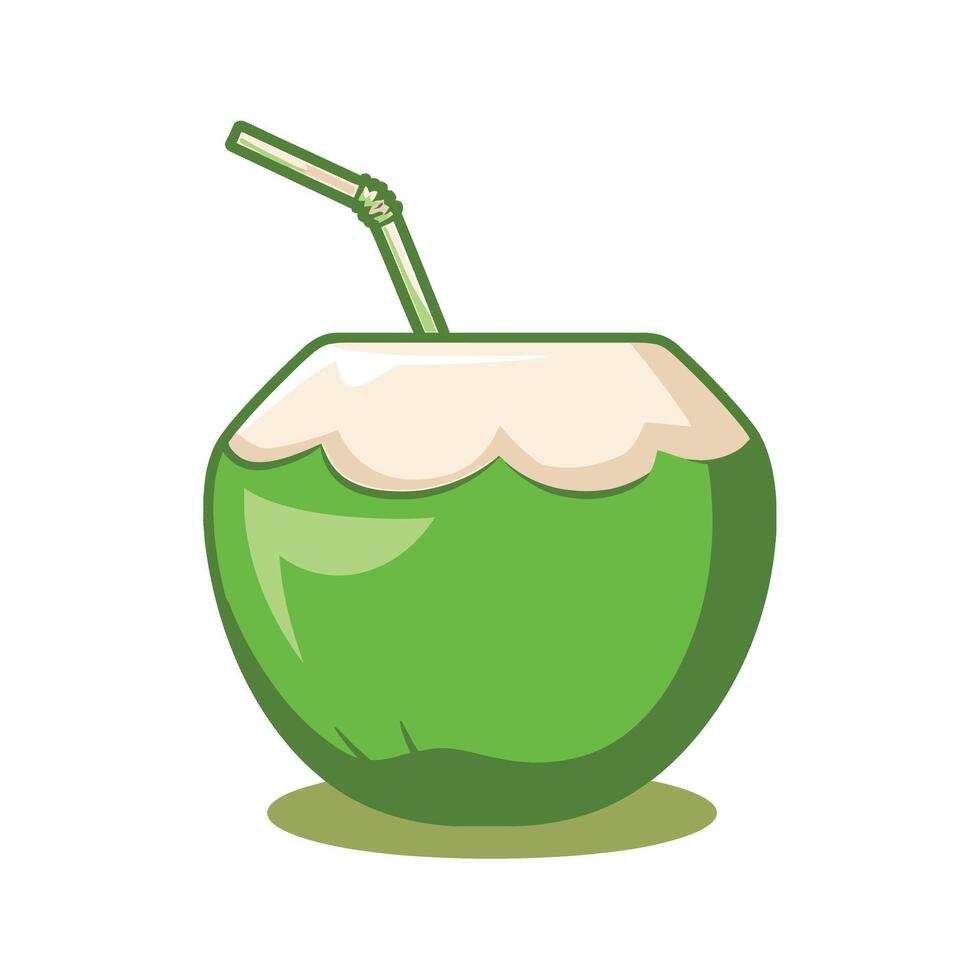 Coconut drink with straw and straw illustration vector