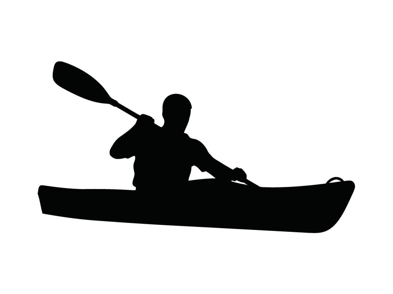 A silhouette of a man in a kayak vector