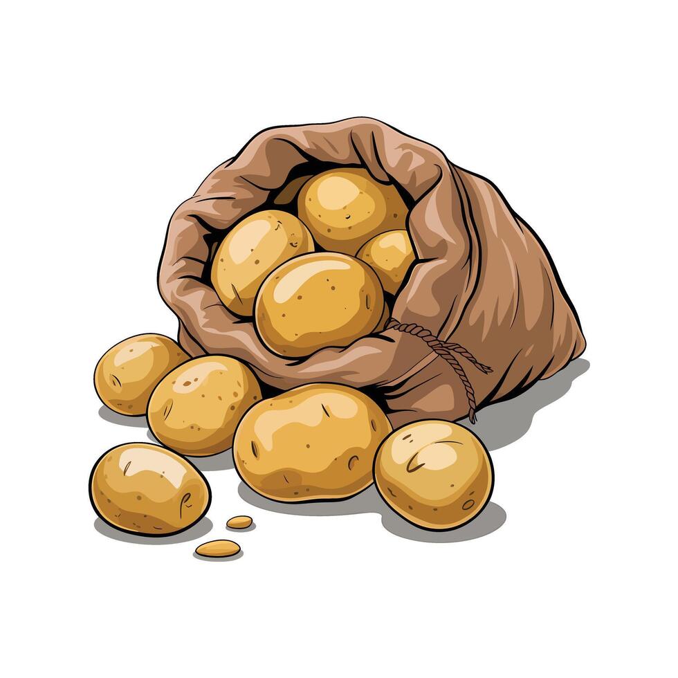 Potatoes in sack illustration vector