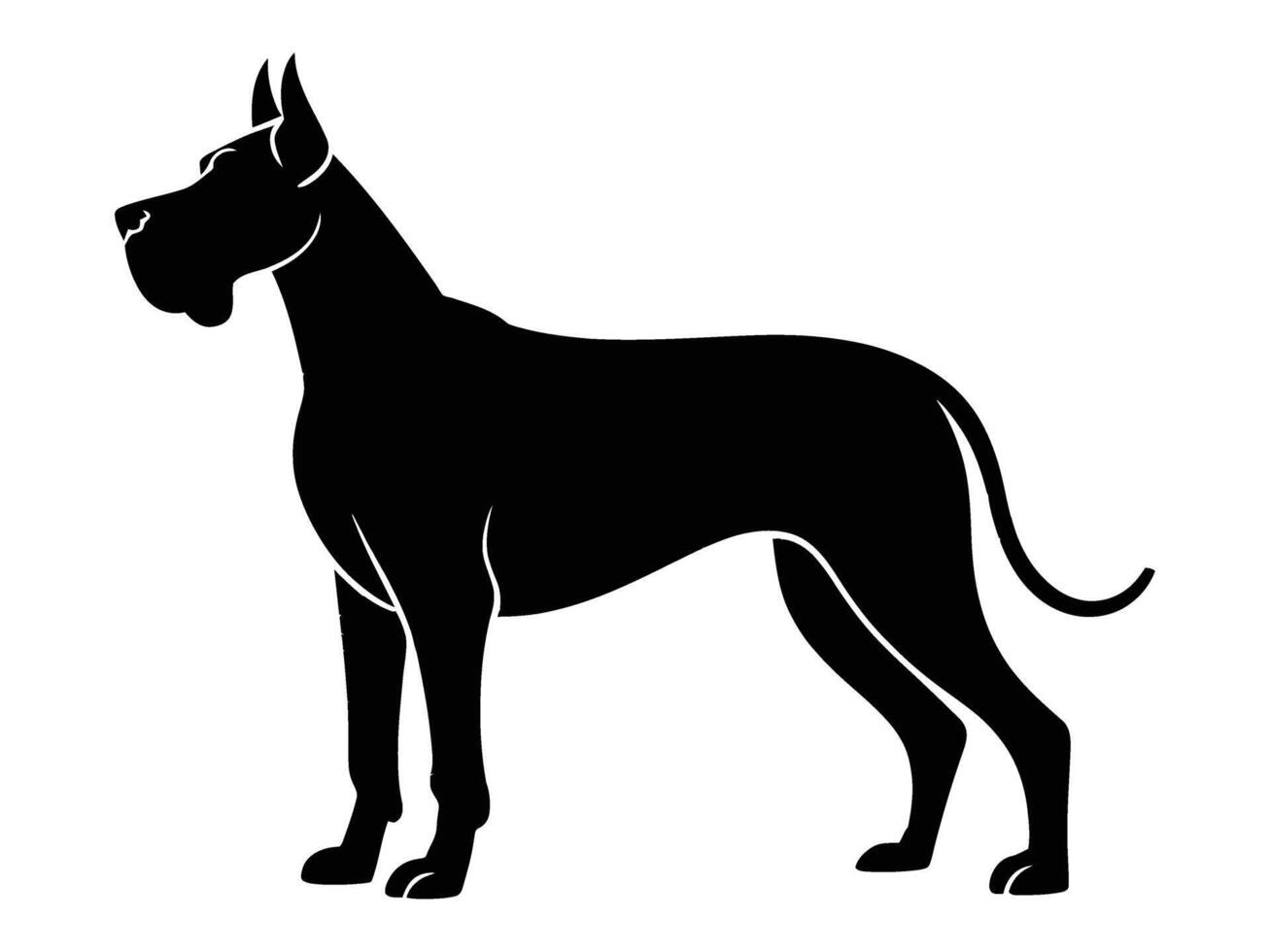 Great dane dog silhouette on white background vector