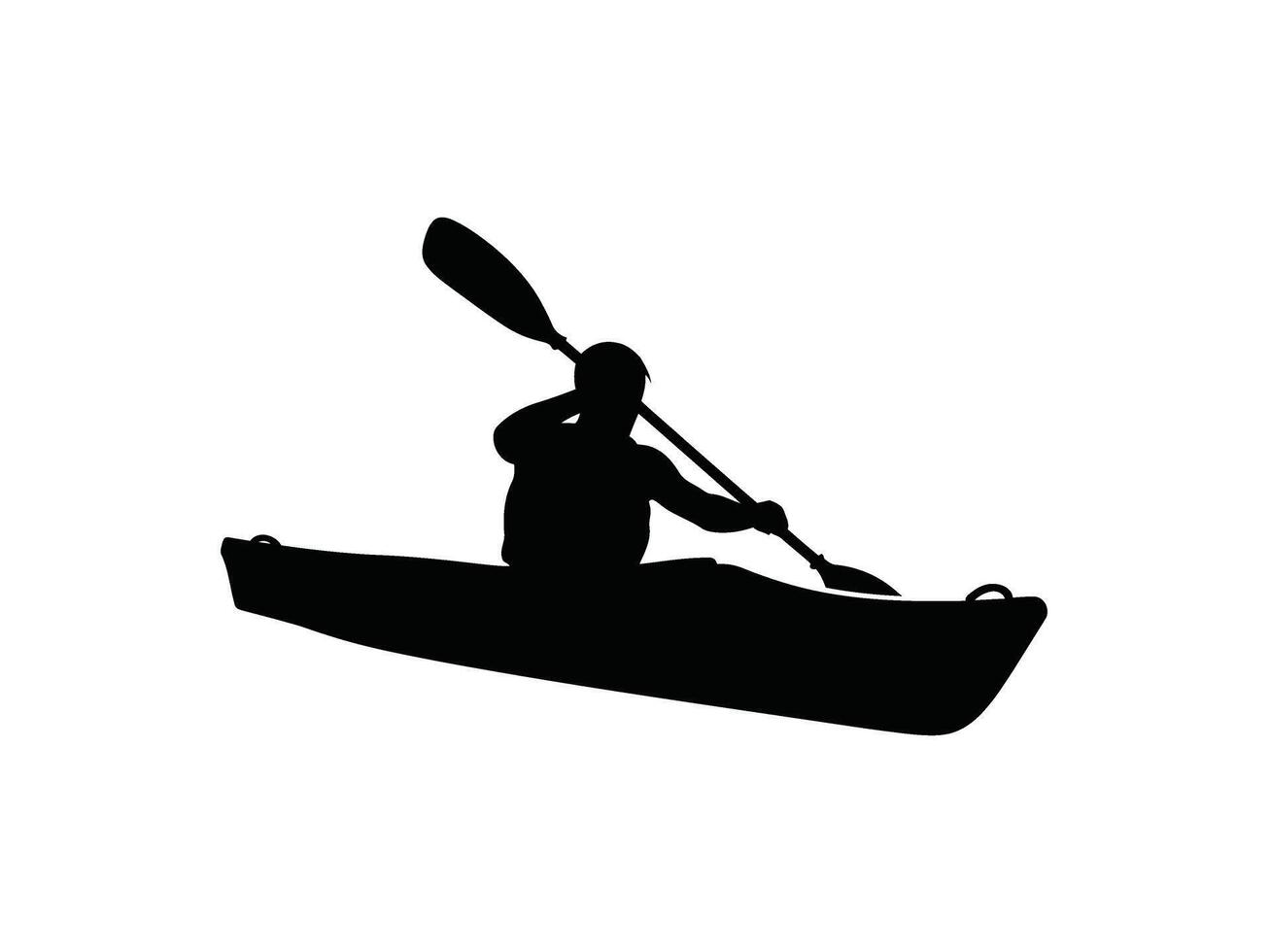 A silhouette of a man in a canoe vector