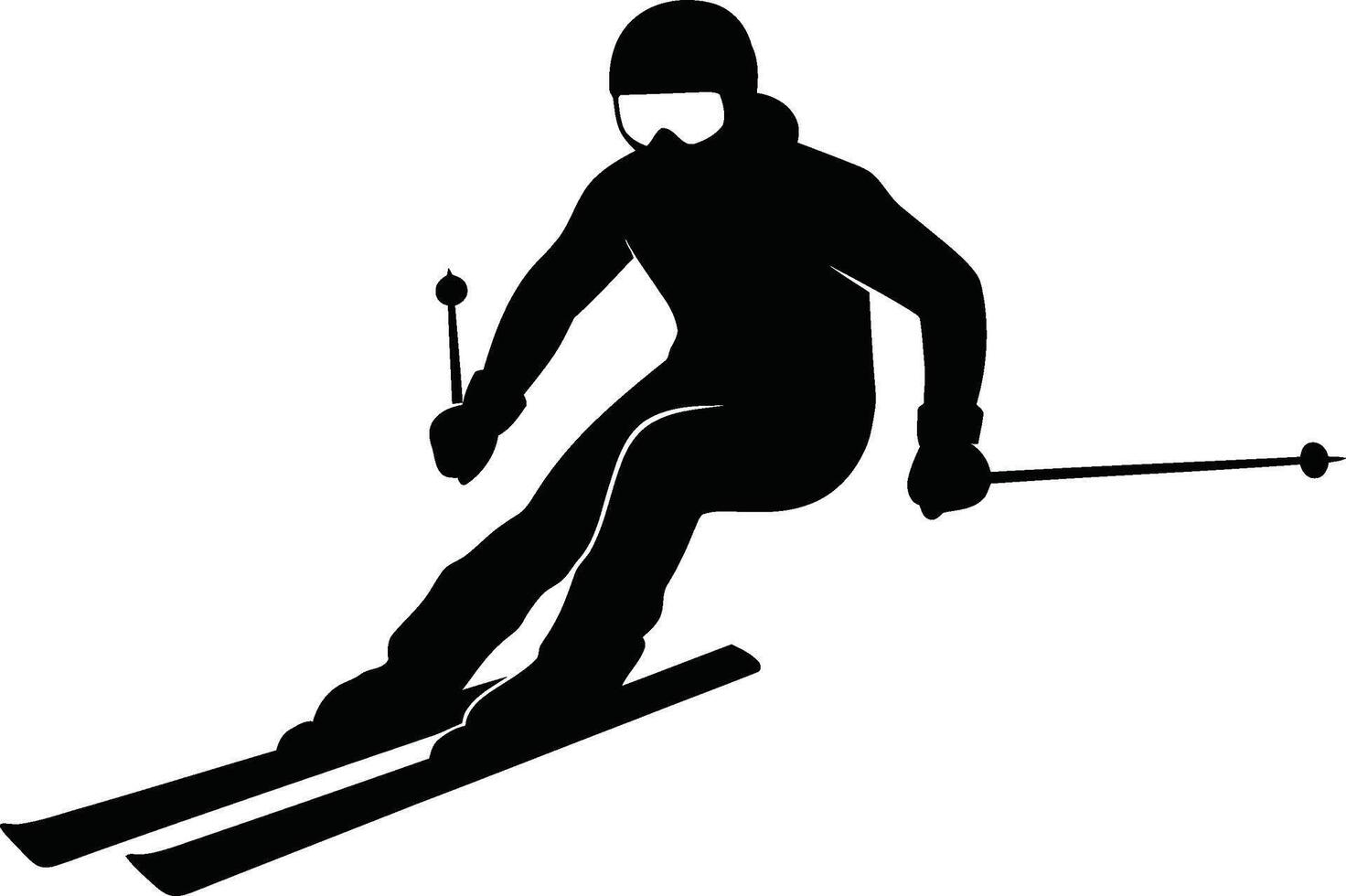 A silhouette of a skier on skis vector