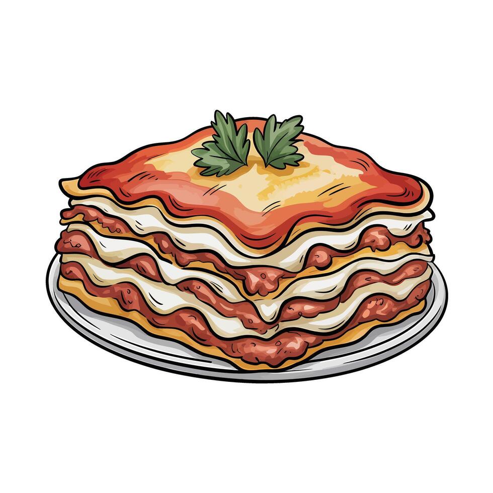 A slice of italian lasagna on a plate vector
