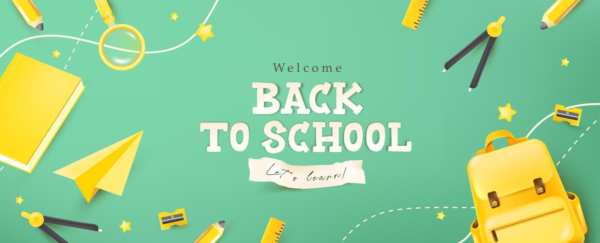 Back to school supplies and decorations vector