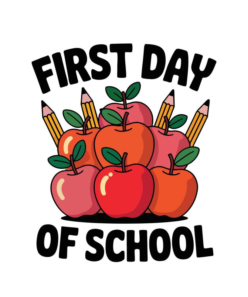 First Day Of School Typography Design, Kids T-shirt Design, School Typography Design, Kids Typography Design, School Celebration vector