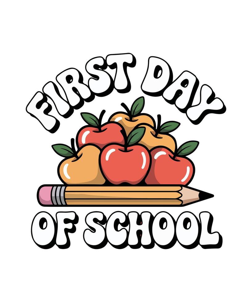 First Day Of School Typography Design, Kids T-shirt Design, School Typography Design, Kids Typography Design vector