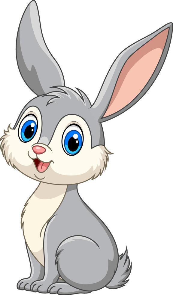 Illustration of cartoon cute rabbit on white background vector