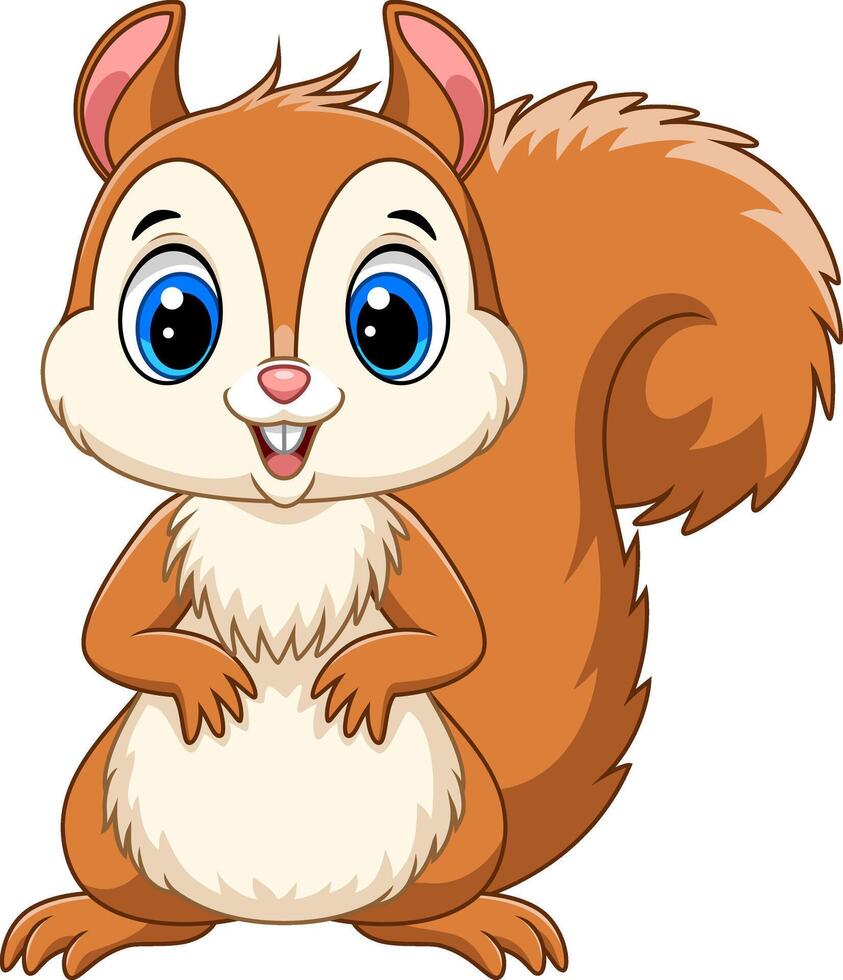 Illustration of Cartoon Little cute squirrel on white background vector