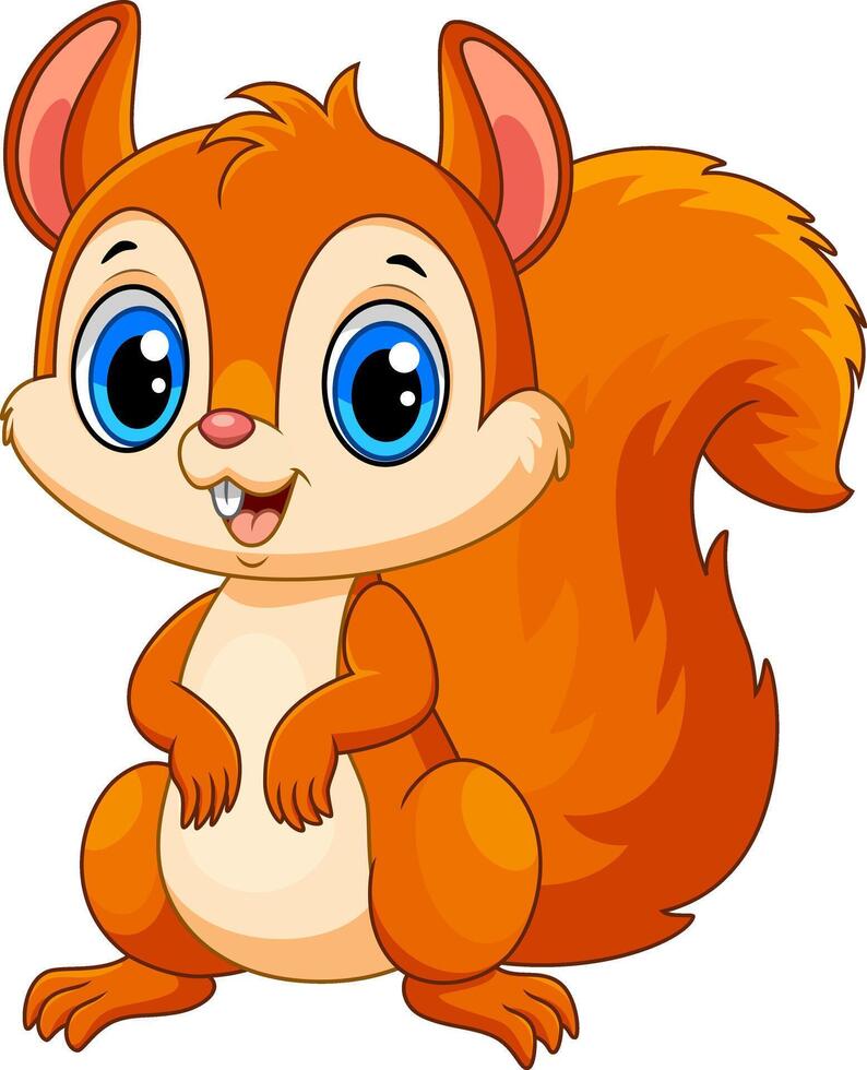 Cartoon Little cute squirrel on white background vector