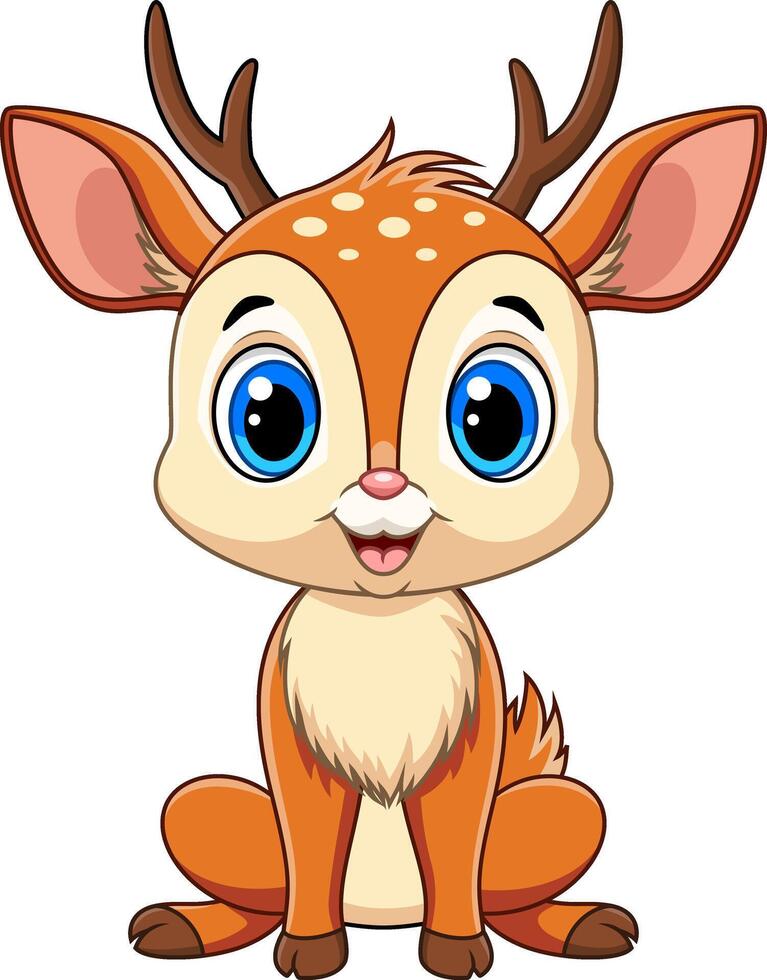 Illustration of Cartoon baby deer on white background vector