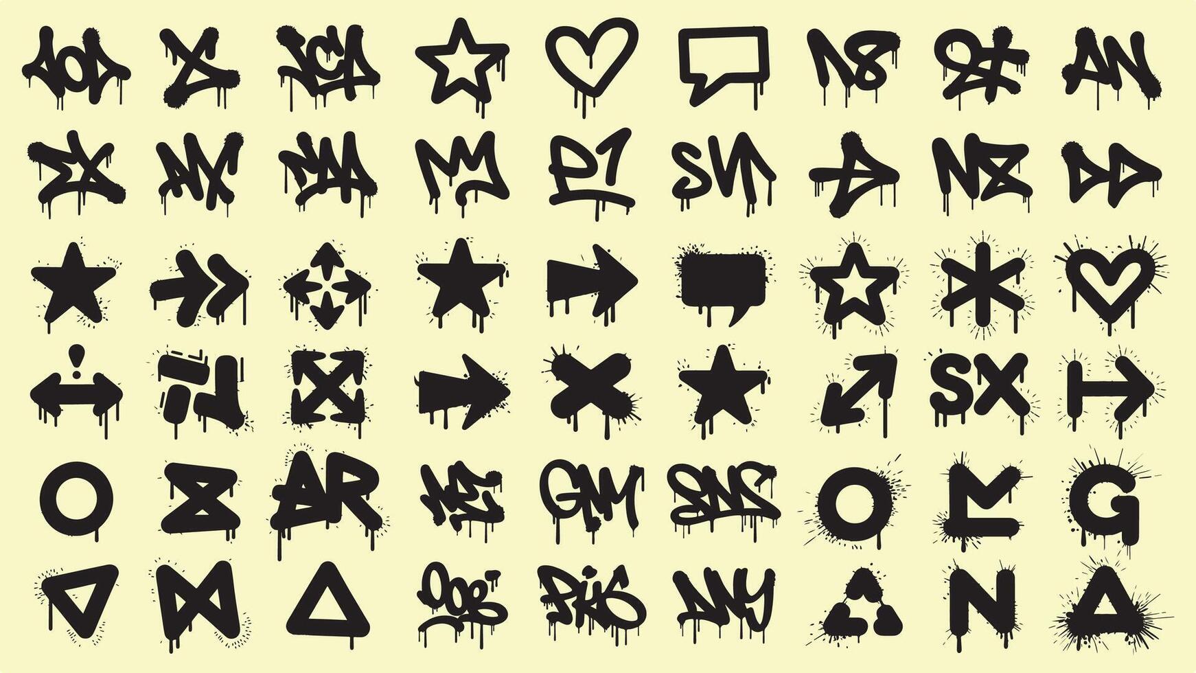 Street art set of graffiti icons vector