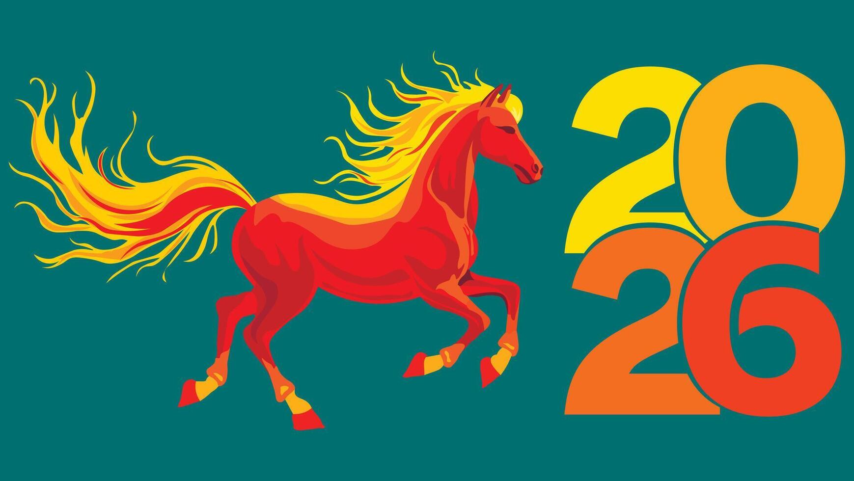 Graceful fire horse symbol of 2026 vector