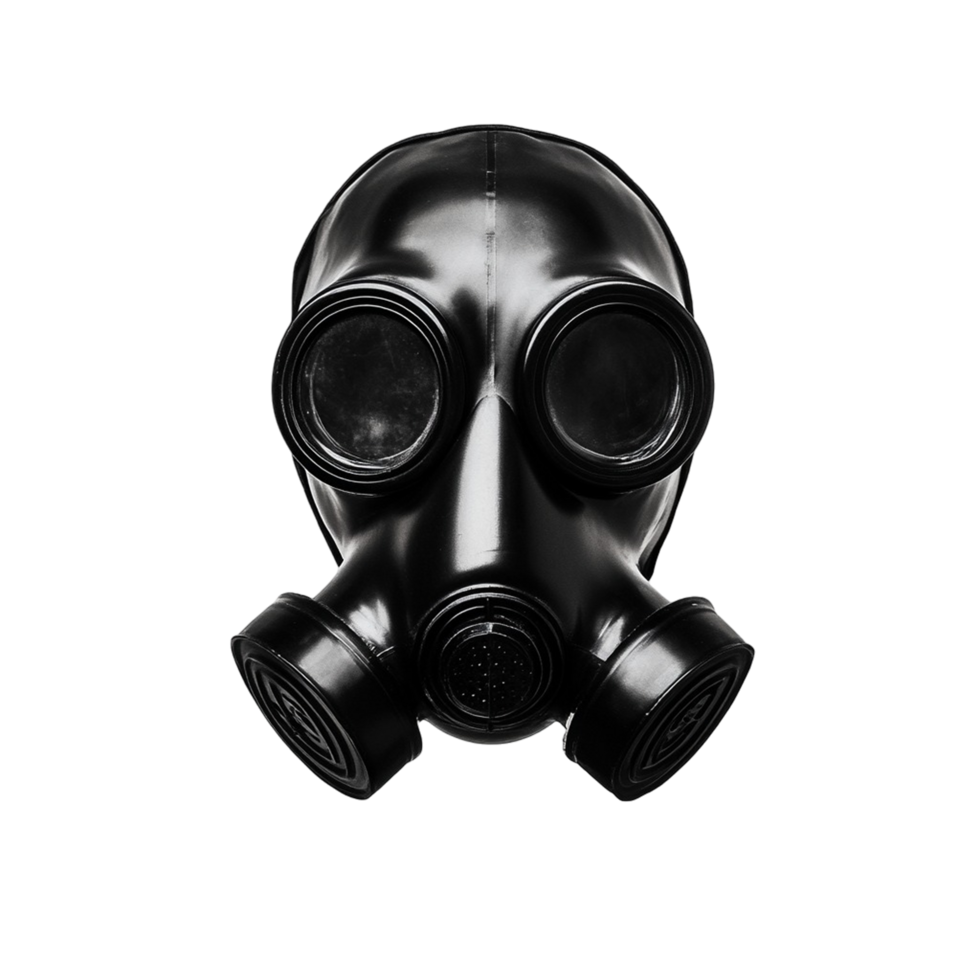 A black gas mask stands png