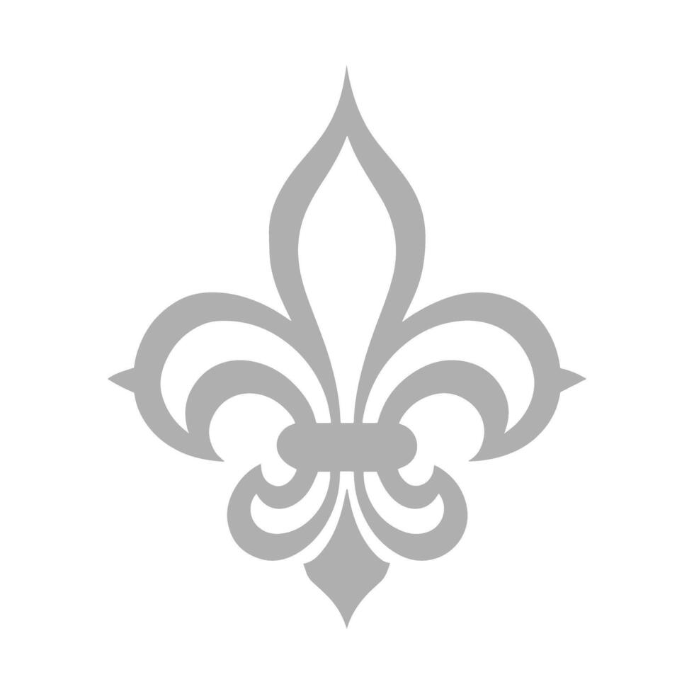 Illustration of Fleur-de-lis emblem in silver. vector