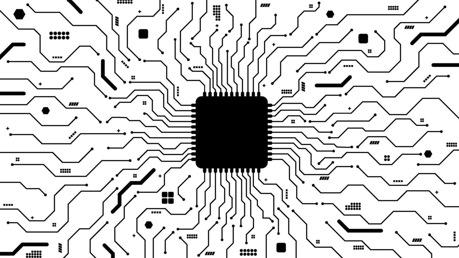 electrónico moderno ai micro procesador en madre tablero o circuito tablero con electrónico componentes conexión rutas modelo vector