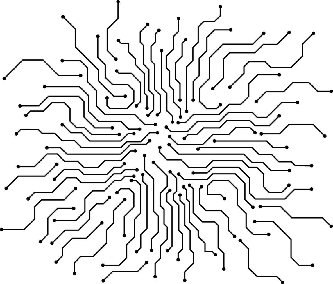circuit wire path connecting together in black template vector